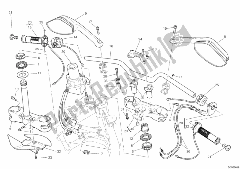 Tutte le parti per il Manubrio del Ducati Multistrada 1200 S Touring 2011